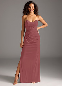 Azazie Mai Bridesmaid Dresses Amethyst Sheath Pleated Mesh Dress image3