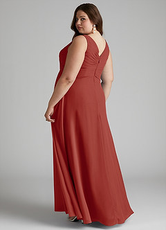 Azazie Flora Bridesmaid Dresses Terracotta A-Line Pleated Chiffon Dress image11