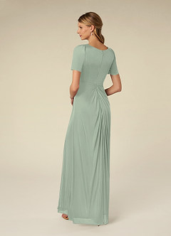 Azazie Bessie Mother of the Bride Dresses A-Line Pleated Mesh Floor-Length Dress image5