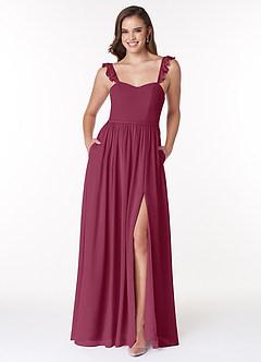 Azazie Metz Bridesmaid Dresses Mulberry A-Line Sweetheart Ruched Chiffon Dress image1