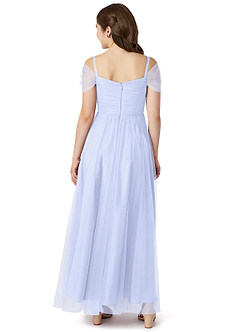 Azazie Jeyne A-Line Off the Shoulder Tulle Floor-Length Junior Bridesmaid Dress image2