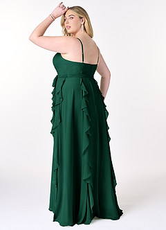 Azazie Peyton Bridesmaid Dresses Emerald A-Line Ruched Chiffon Dress image10