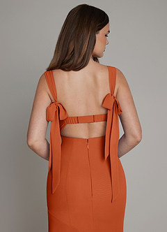 Azazie Carlotta Vestidos de damas de honor Vestido Naranja Quemada de Gasa de Corte Sirena con Escote corazón image2