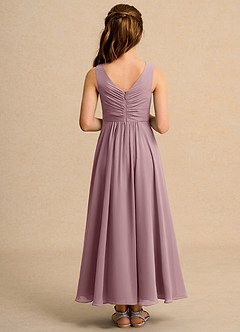 Azazie Ducky Girl Blumenmädchenkleider A-Linie Plissee Chiffon Kleid Altrosa image2