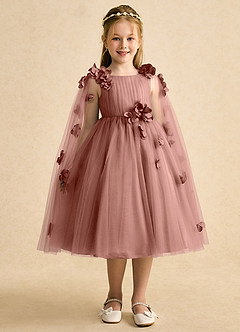 Azazie Staria Flower Girl Dresses Cedar Rose Ball-Gown Ruched Tulle Dress image6