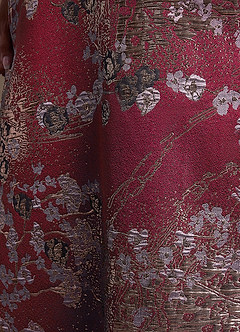 Azazie Yeshe Mère de la mariée Robes Robe Trapèze en Jacquard Floral Plissée Merlot Floral image7