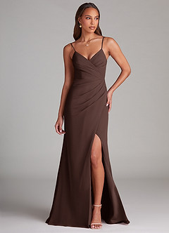 Azazie Maci Brudtärnklänningar Klä av Tubklänning i Chiffong Plisserad Ganache image1