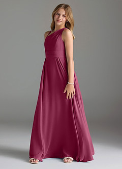 Azazie Dallas Junior Linia A Pofałdowany Szyfon Długość podłogi Młodsza druhna Sukienka image4