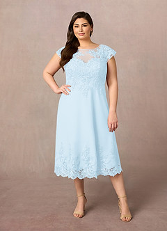 Azazie Terrano vestidos de madre de la novia Vestido de Azul Cielo de Encaje de Corte En A con Cucharón image6