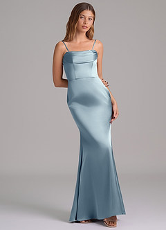 Azazie Miley Kleider zum Anprobieren zu Hause Wandelbar Meerjungfrau-Linie Schulterfrei Stretch-Satin Kleid Staubblau image8