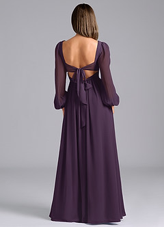Azazie Zeya Bridesmaid Dresses Plum A-Line Long Sleeve Chiffon Dress image2