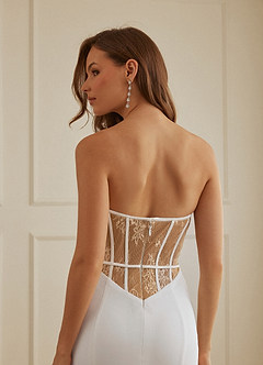 Christian Siriano Bridal for Azazie 2004 Wedding Dresses Diamond White Sand Sheath Lace Crepe Back Satin Dress image9