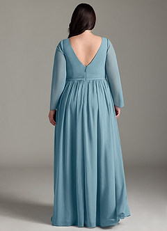 Azazie Teton Robes de demoiselle d'honneur de maternité Robe Trapèze Manche longue Longueur ras du sol Mousseline de soie image8