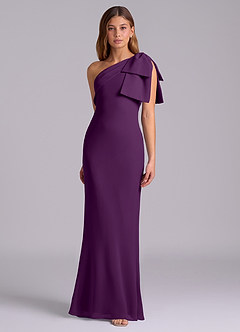 Azazie Yuanna 신부 들러리 드레스 인어 한쪽 어깨 쉬폰 바닥 길이 드레스 image5