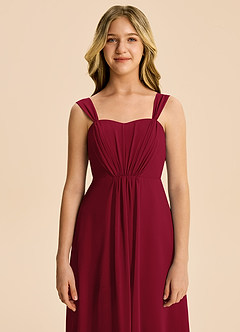 Azazie Elsie Junior Burgundy A-Line Sweetheart Neckline Chiffon Dress image5