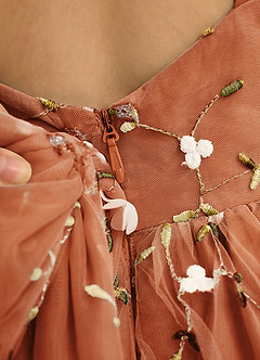 Azazie Bean Flower Girl Dresses Cinnamon Ball-Gown Sleeveless Tulle Dress image6