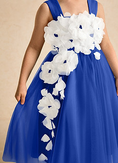 Azazie Dovey Abiti da Ragazza di Fiori Abito Principessa in Tulle Fiocco Blu Reale image7