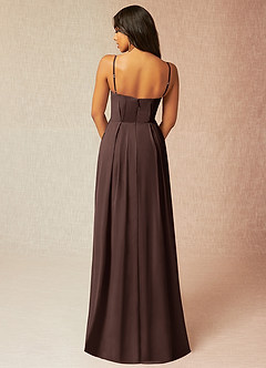 Azazie Kyedae Brautjungfernkleider A-Linie V-Hals Gefaltet Chiffon Kleid Ganache image2