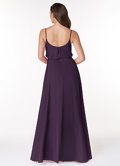 Azazie Lupe Final Sale Plum A-Line Scoop Blouson Chiffon Dress image2