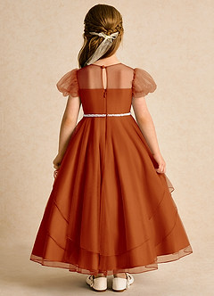 Azazie Duckie Flower Girl Dresses Paprika Ball-Gown Pleated Tulle Dress image5
