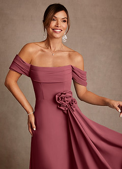 Azazie Amherst Abiti per la Madre della Sposa Abito A-Line in Chiffon a Spalla Scoperta Merlot image6