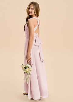 Azazie Kirsten Junior Linia A Pofałdowany Szyfon Długość podłogi Młodsza druhna Sukienka image1