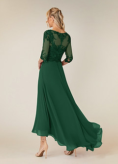 Azazie Monza Mother of the Bride Dresses Dark Green A-Line Lace Chiffon Dress image4