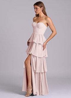 Azazie Faye Bridesmaid Dresses Blushing Pink A-Line Sweetheart Neckline Chiffon Dress image3