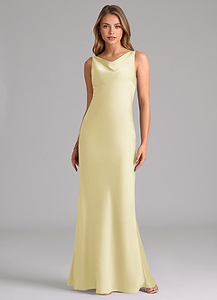 Azazie Allettie Brudtärnklänningar Klä av Sjöjungfru i Stretch Satin Citronsorbet image6