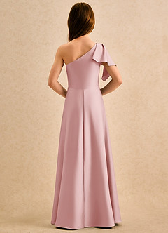 Azazie Jazzy Girls Formal Abiti da Ragazza di Fiori Abito A-Line in Raso Elasticizzato Monospalla Rosa Cipria image2