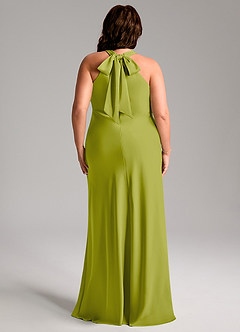 Azazie Doretta Bridesmaid Dresses Lemongrass Mermaid Pleated Stretch Satin Dress image11