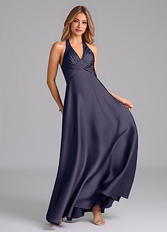 Azazie Tessie Bridesmaid Dresses Stormy A-Line Pleated Stretch Satin Dress image3