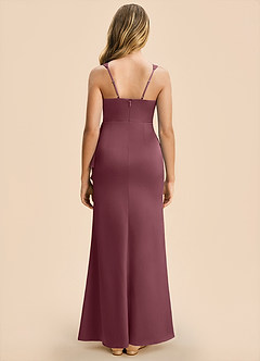 Azazie Adrienne Junior Desert Rose Sheath Pleated Stretch Satin Dress image2