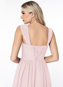 Azazie Angie Bridesmaid Dresses Blushing Pink A-Line Corset Chiffon Dress image3