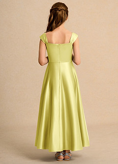 Azazie Bundle Girls Formal Flower Girl Dresses Lemon Sorbet A-Line Pleated Matte Satin Dress image2