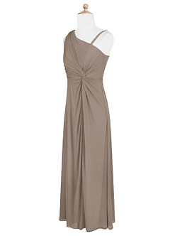 Azazie Brooke Junior Taupe A-Line Pleated Mesh Dress image7