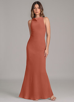 Azazie Allettie Final Sale Clay Mermaid Chiffon Dress image4