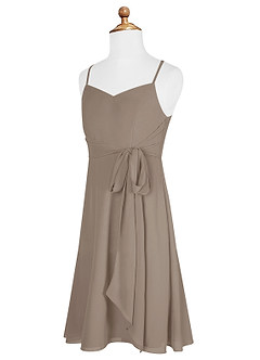 Azazie Doll Junior A-Linie Schleifen Chiffon Kleid Taupe image7