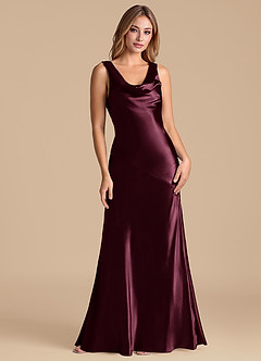 Azazie Rylina Bridesmaid Dresses Cabernet Mermaid Metallic Satin Dress image1