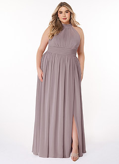 Azazie Iman Bridesmaid Dresses Dusk A-Line A-Line Ruched Chiffon Dress image8