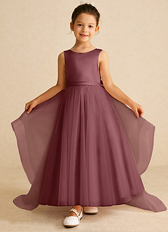 Azazie Pumpkin Flower Girl Klänningar Klänning A-Linje i Tyll Konvertibel image2