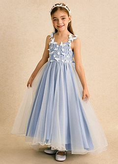 Azazie Darlina Flower Girl Dresses Ivory Ice Ball-Gown Lace Tulle Dress image9