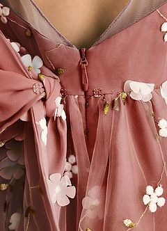 Azazie Elowen vestidos de niña de las flores Vestido de Terracota de Encaje de Corte en A con Escote de Corazón image7