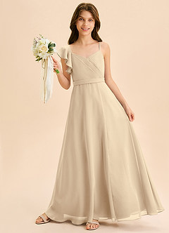 Azazie Kelsea Junior Klä av A-Line i Chiffong Rynkad image3