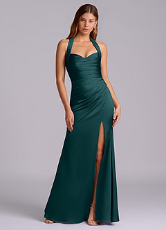 Azazie Destiny Bridesmaid Dresses Pine Mermaid Sweetheart Neckline Stretch Satin Dress image7