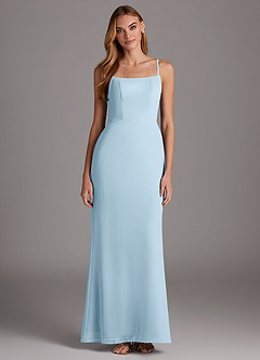 Azazie Tayla Bridesmaid Dresses Sky Blue Sheath Square Neckline Chiffon Dress image1