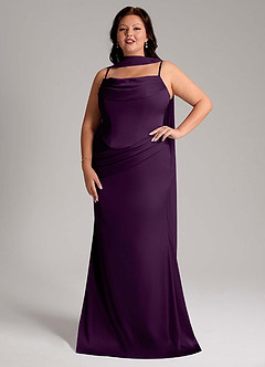 Azazie Sorrel Bridesmaid Dresses Grape Mermaid Strapless Stretch Satin Convertible Dress image10