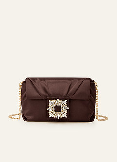 Matchende farve stretch satin rhinsten firkantet spænde clutch