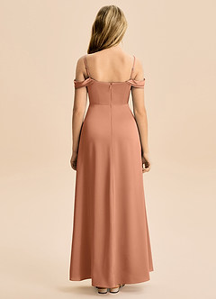 Azazie Lettie Junior A-Linie Schulterfrei Stretch-Satin Kleid Bronzer image3