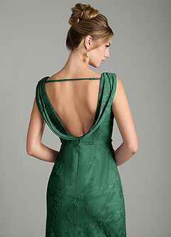 Azazie Kieryn Bridesmaid Dresses Dark Green Mermaid Pleated Floral Burnout Dress image8